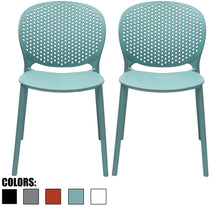 Load image into Gallery viewer, Discover the 2xhome set of 2 blue contemporary modern stackable assembled plastic chair molded with back armless side matte for dining room living designer outdoor garden patio balcony work office desk kitchen