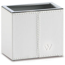 Load image into Gallery viewer, Box Kenia Chrome Leather Countertop Toothbrush Toothpaste Holder Bath Tumbler