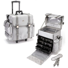 Load image into Gallery viewer, Professional Soft Sided Rolling Makeup Case w/ Drawers