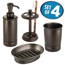 Load image into Gallery viewer, 4-Piece Bathroom Vanity Stainless Steel and Chome Bath Accessories - Soap Dispenser, Toothbrush holder, Tumbler, Soap Dish