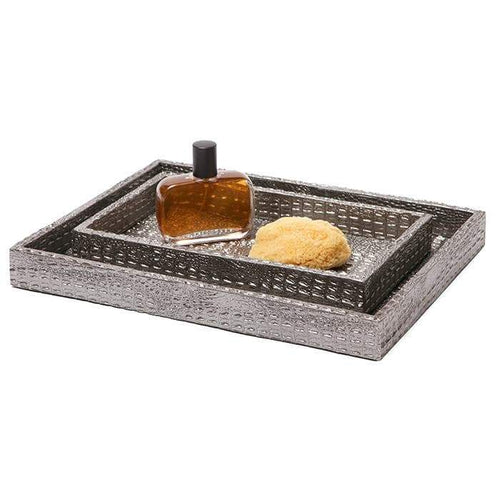 Hawen Faux Crocodile Bathroom Accessories - Pewter