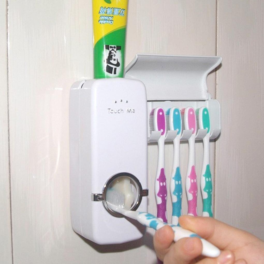 Home Automatic Toothpaste Dispenser + 5 Toothbrush Holder