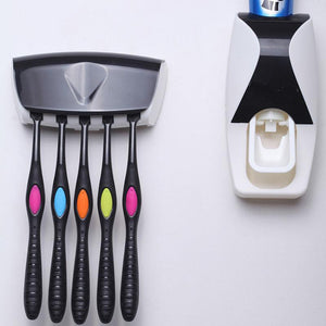 1 Set 5 Colors Automatic Toothpaste Dispenser Set 5 Toothbrush Holder Wall Mount Bathroom