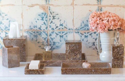 Rolo Swirled Resin Bathroom Accessories (Cognac)