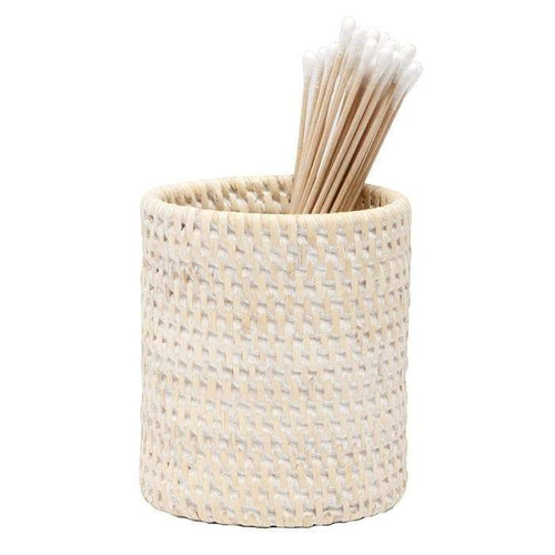 Dalton White Washed Rattan Brush Holder