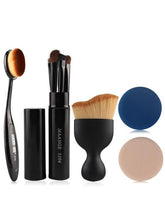 Load image into Gallery viewer, 5 Pcs Eye Makeup Brushes Kit + Foundation Brush + Curved Blush Brush + Air Puffs