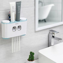 Load image into Gallery viewer, Automatic Toothpaste Dispenser with Wall Mount Toothbrush Holder Toothpaste Squeezer with 5 Brushes Set