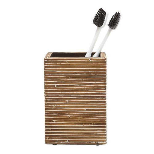 Kona Resin Brush Holder - Dark Brown Rattan