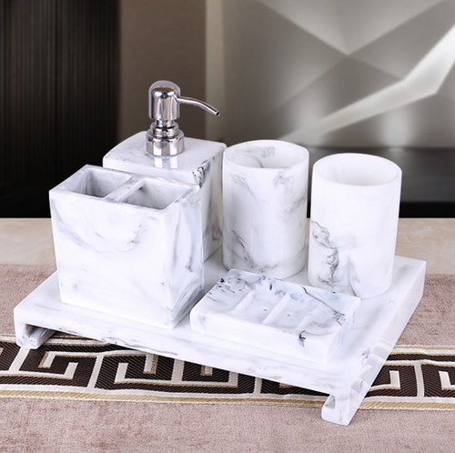 Marble 6 Piece Bath Accessories Set