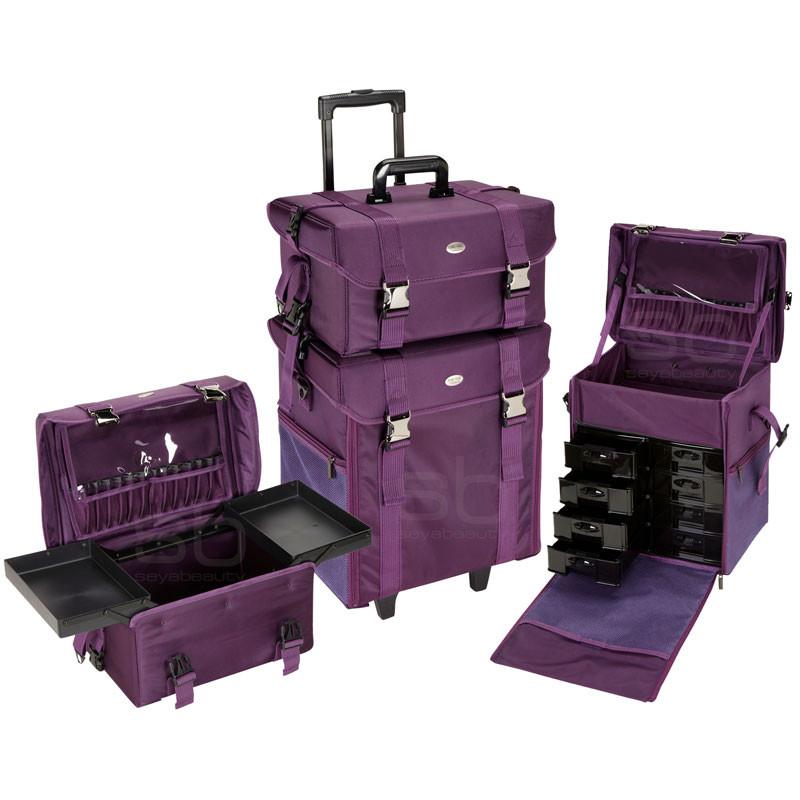 2 in 1 Professional Rolling Makeup Case Set with Drawers
