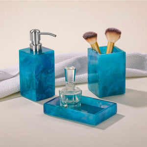 Delnice Blue Swirled Resin Bathroom Accessories