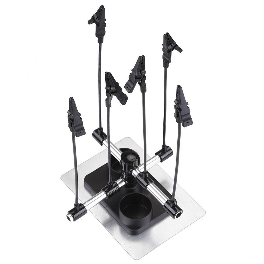 Airbrush Holder Stand w/ 6x Clips Adjustable Flexible Rod For Model