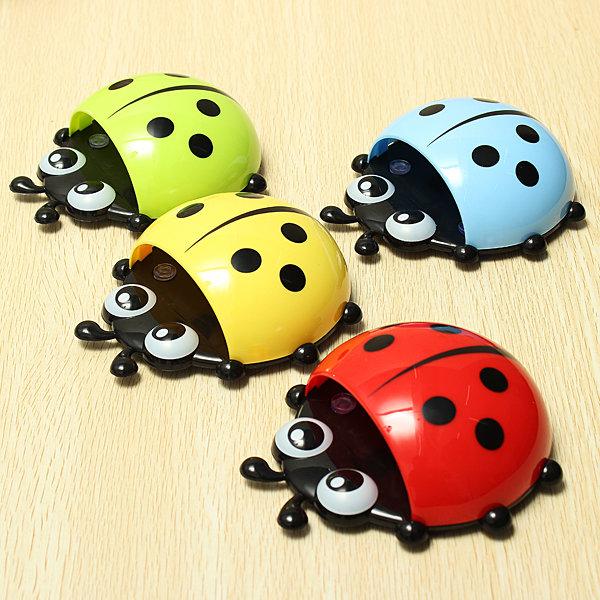 Ladybug Wall Suction Cup Pocket Toothbrush Holder