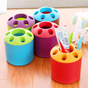 Multi-Function Perforated Plastic Toothbrush Holder Storage Barrels Desktop Pen Holder Storage Boxes