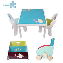 Load image into Gallery viewer, Discover labebe wooden activity table chair set blue hedgehog toddler table for 1 5 years baby table toy table baby room table learning table cover kid bedroom furniture child furniture set kid desk chair