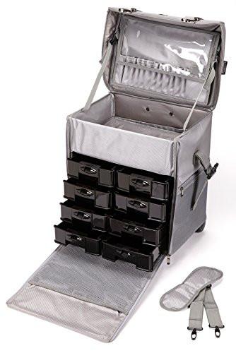 2 in 1 Professional Rolling Makeup Case Set with Drawers