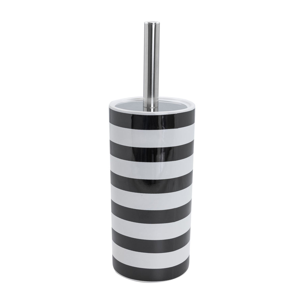 Harbour Housewares Ceramic Toilet Brush & Holder Set - Black Stripe