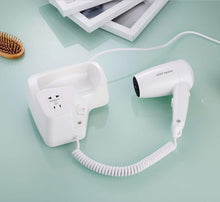 Load image into Gallery viewer, The best xzst 1200 watt intelligence quiet bathroom wall mounted hair dryer hang up hair dryer with shaver charging wire white color