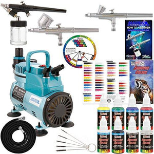 3 Master Airbrush Professional Acrylic Paint Airbrushing System Kit with Powerful Cool Running