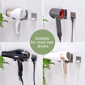 Explore fle hair dryer holder wall mounted self adhesive sus 304 stainless steel hair blow dryer rack organizer compatible with most hair dryers
