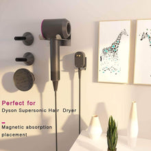 Load image into Gallery viewer, Great xigoo hair dryer holder self adhesive dyson hair dryer wall mount holder compatible dyson supersonic hair dryer brushed 304 stainless steel power plug diffuser and nozzles organizer