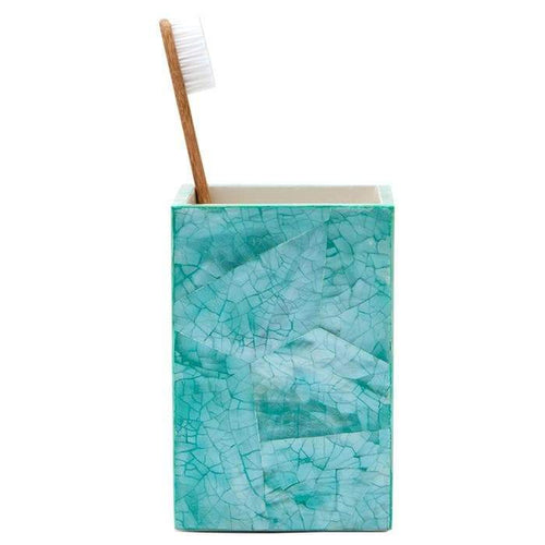 Mahe Turqoise Shell Brush Holder