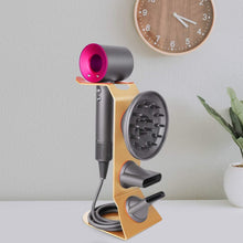 Load image into Gallery viewer, Budget friendly fle hair dryer stand holder gold hair blow dryer stand rack organizer compatible for dyson supersonic hair dryer diffuser nozzle