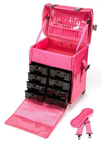 2 in 1 Professional Rolling Makeup Case Set with Drawers