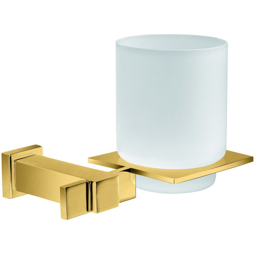 Plain Lisa Wall Frozen Glass Toothbrush & Toothpaste Holder - Gold/ Chrome