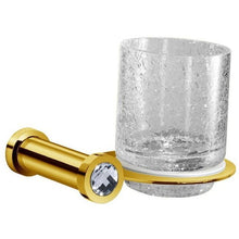 Load image into Gallery viewer, Moonlight Wall Crackled Glass Toothbrush Holder W/ Swarovski - Chrome/ Gold