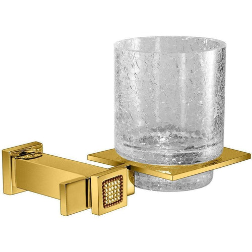 Starlight Wall Crackled Glass Toothbrush & Toothpaste W/ Swarovski Crystals - Gold/ Chrome