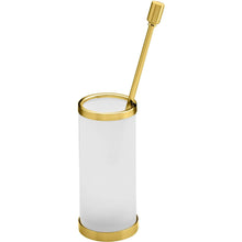 Load image into Gallery viewer, Addition Frosted Glass Round Toilet Brush Bowl and Holder Cleaner Set W/ Lid, Brass
