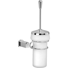 Load image into Gallery viewer, Bellaterra Wall Toilet Brush Bowl Holder Cleaner Set W/ Lid, Brass Frosted Glass