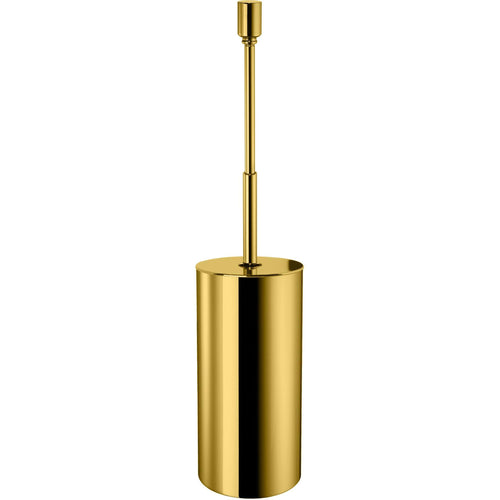 Round Floor Standing Toilet Brush Bowl and Holder Cleaner Set W/ Lid Cover, Brass