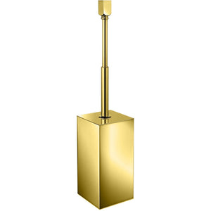 Lisa Standing Brass Toilet Brush Holder W/ Cover - Chrome/ Gold