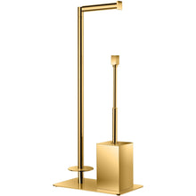 Load image into Gallery viewer, Standing Toilet Brush Bowl and Storage Spare Toilet Paper Holder Set, Brass