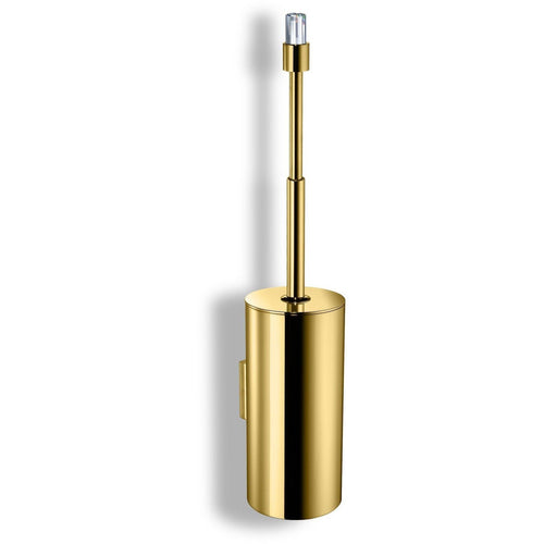Concept Wall Brass Toilet Brush Holder W/ Cover - Swarovski Crystal - Chrome/ Gold