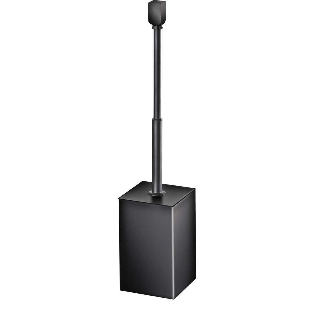 Black Floor Standing Square Toilet Brush Bowl Holder Cleaner Set W/ Lid, Solid Brass