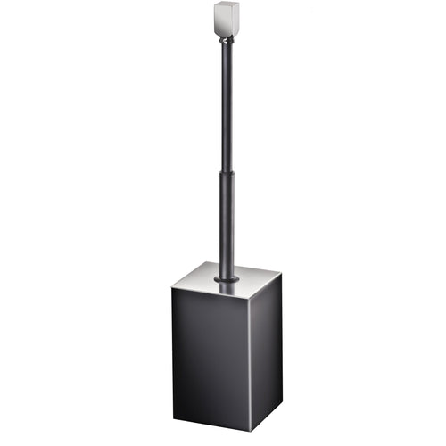 Black Floor Standing Square Toilet Brush Bowl Holder Cleaner Set W/ Lid, Solid Brass