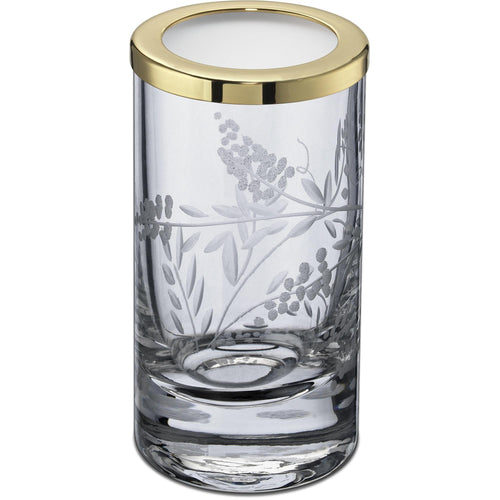 Barocco Hand Carved Glass Round Table Toothbrush Toothpaste Holder Bath Tumbler