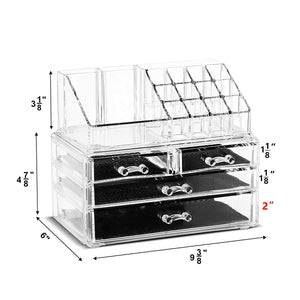 Unique Home New Design Bottom Layer Increase Fits Most Conceal  Acrylic Makeup Organizer and Cosmetic Make Up Organizer Countertop Storage Box Brush Holder Clear Jewelry Organizer Bathroom Vanity Tray