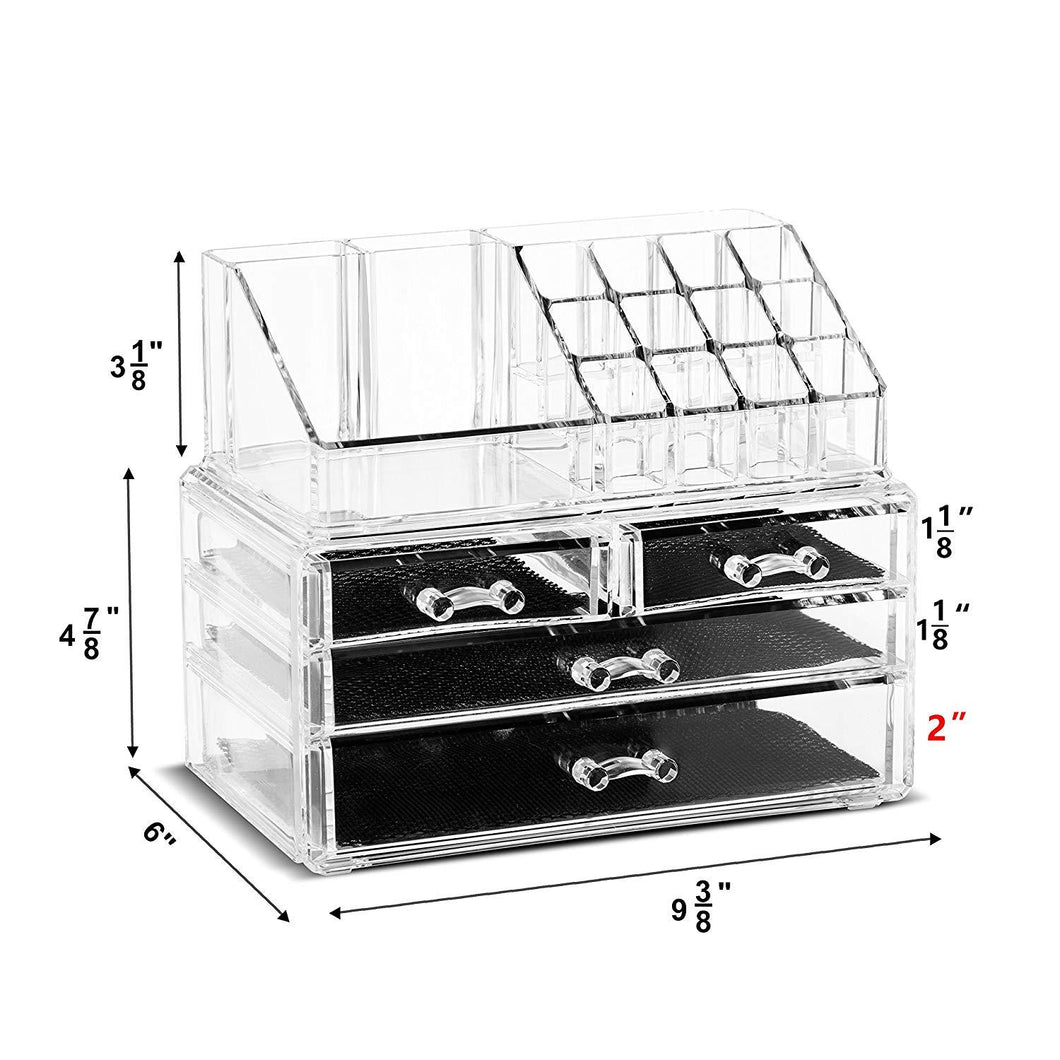 Unique Home New Design Bottom Layer Increase Fits Most Conceal  Acrylic Makeup Organizer and Cosmetic Make Up Organizer Countertop Storage Box Brush Holder Clear Jewelry Organizer Bathroom Vanity Tray