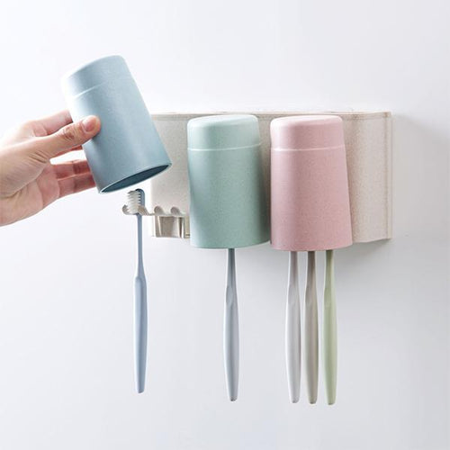 Punch-free Wall-mounted Creative Toothbrush Holder Cup Set
