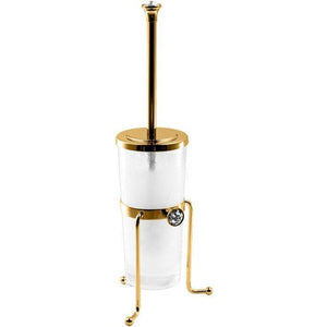 GM Luxury Brilla Crackled Glass Standing Toilet Brush Bowl Holder Cleaner Set