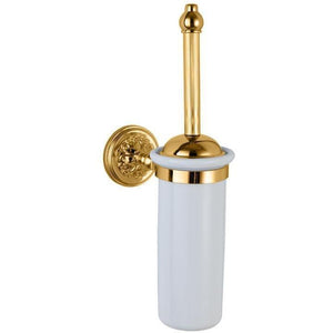 GM Luxury Lexington Round Wall Brass Toilet Brush Bowl Holder Cleaner Set W/ Lid