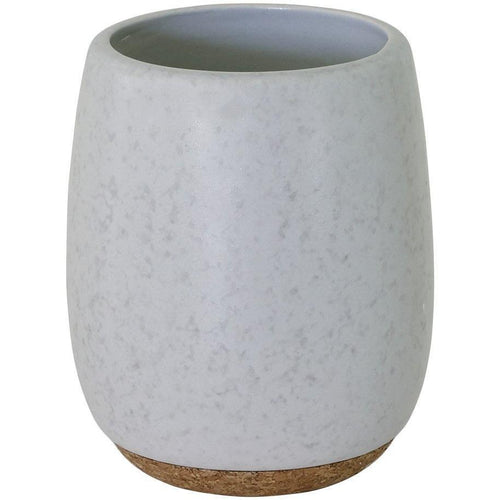 Arona Gray Ceramic and Cork Toothbrush Holder Standing Toothpaste Tumbler
