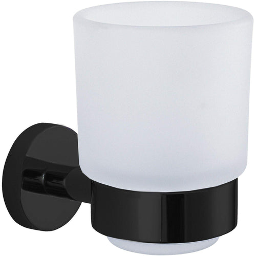 DWBA Matte Black Self Adhesive Toothbrush Holder Standing Toothpaste Tumbler