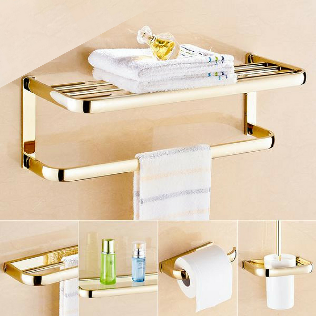Brass Gold Bathroom Accessory Set