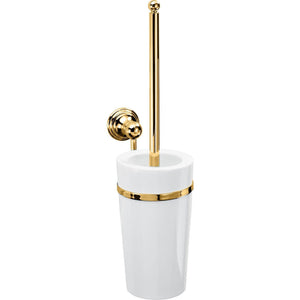 DWBA Wall Bathroom Toilet Bowl Brush & Holder Set Cleaner - Porcelain & Brass