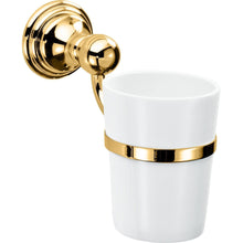 Load image into Gallery viewer, DWBA Wall Toothbrush Toothpaste Holder Bath Tumbler - Porcelain &amp; Brass
